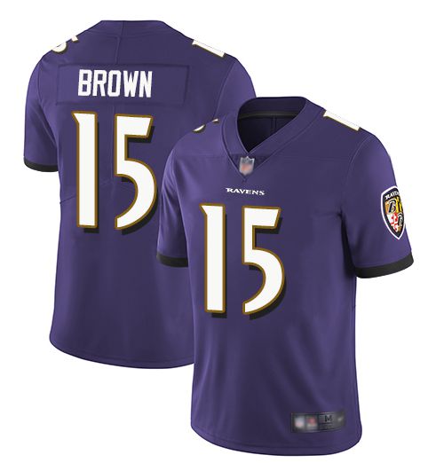 Men Baltimore Ravens 15 Brown Purple Nike Vapor Untouchable Limited NFL Jerseys
